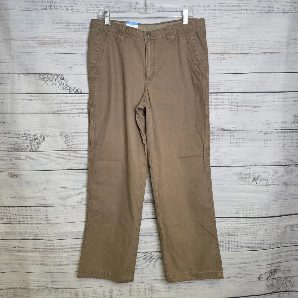 New Columbia Pant Men 33x30 Ultimate ROC Brown Chino‎ Khaki Outdoor Omni Shield
